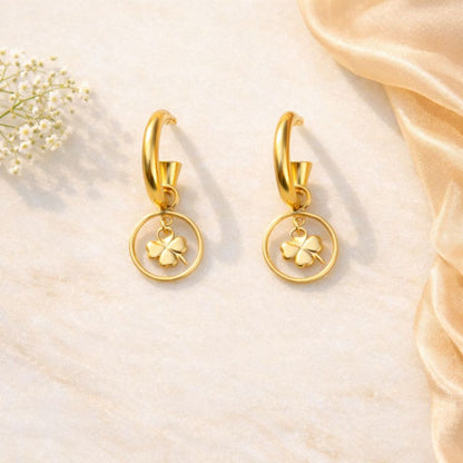 Grace Hoops with Four Leaf Clover Drops