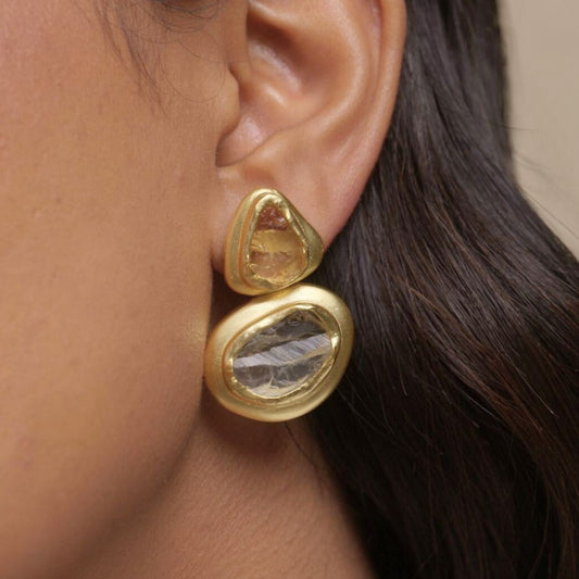 Pastel Poise Earrings with Citrine and Green Amethyst