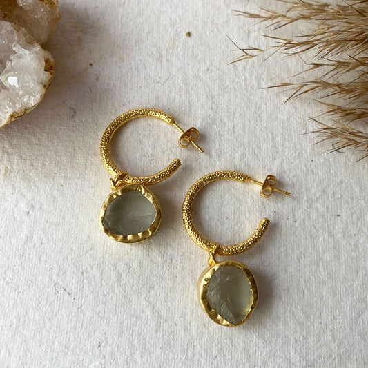 The Spirited One Gold Earrings with Green Amethyst