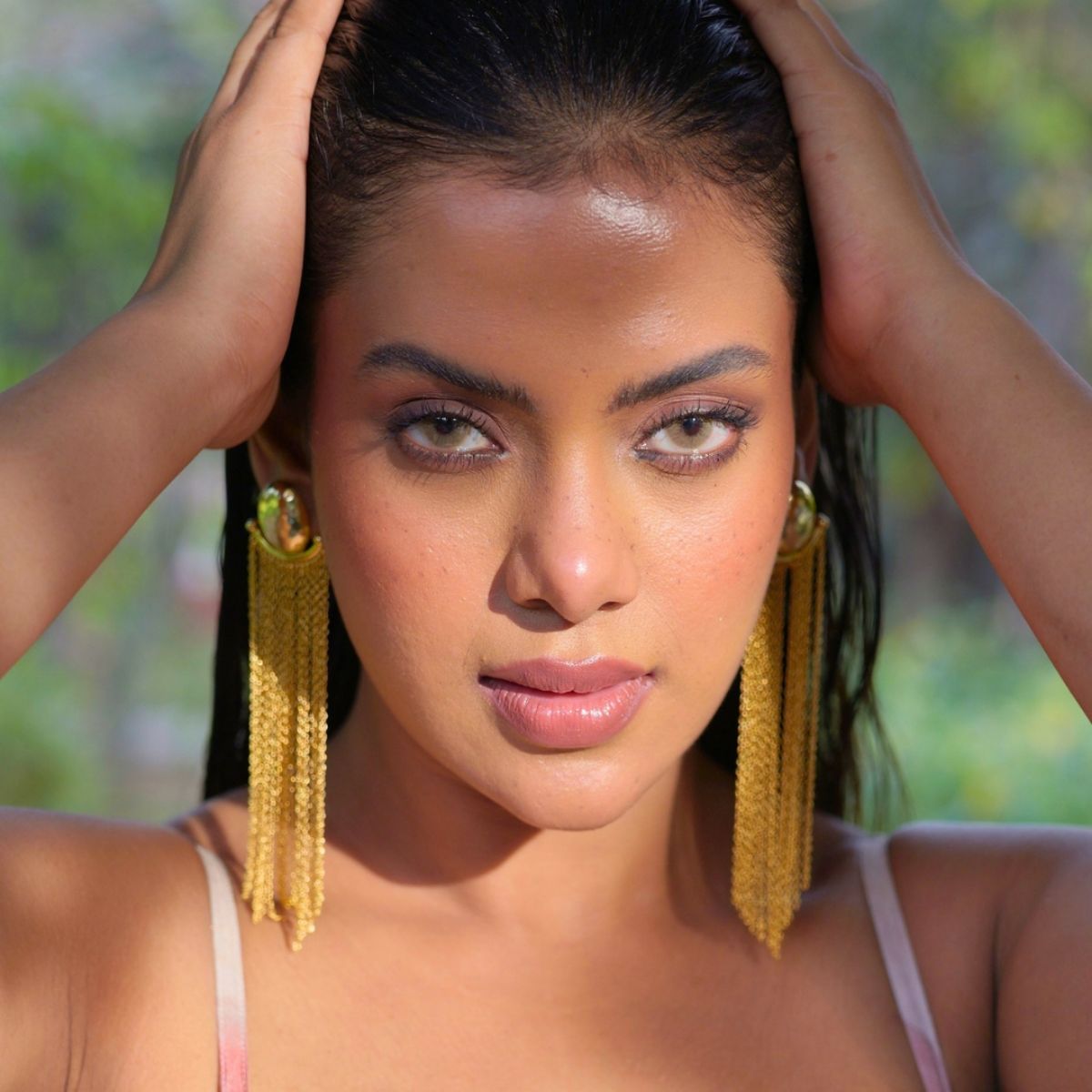 Gold Drip Statement Earrings