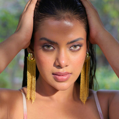 Gold Drip Statement Earrings