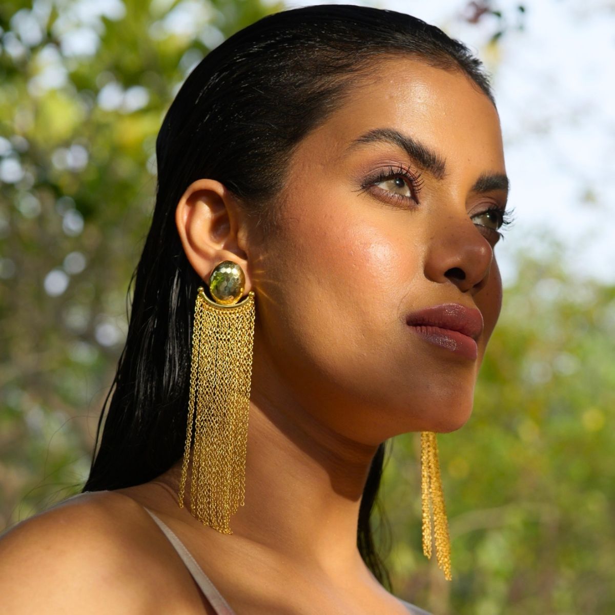 Gold Drip Statement Earrings