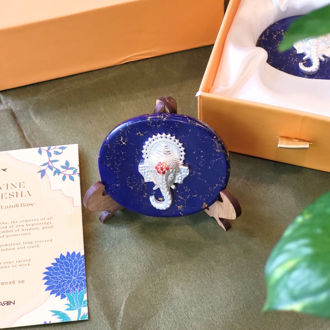 Divine Ganesha on Lapis Lazuli Base