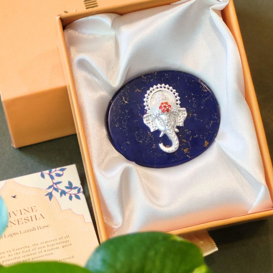 Divine Ganesha on Lapis Lazuli Base