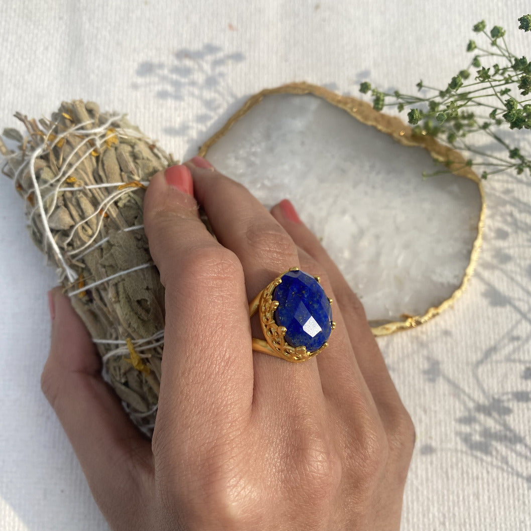 Lapis Lazuli Healing Ring for Calm and Peace