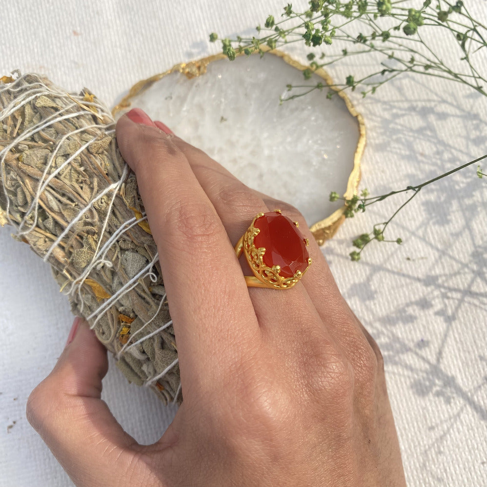 Carnelian Healing Ring for Energy and Vitality