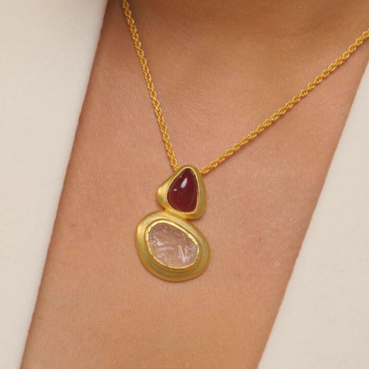 Blushing Poise Pendant Necklace with Pearls