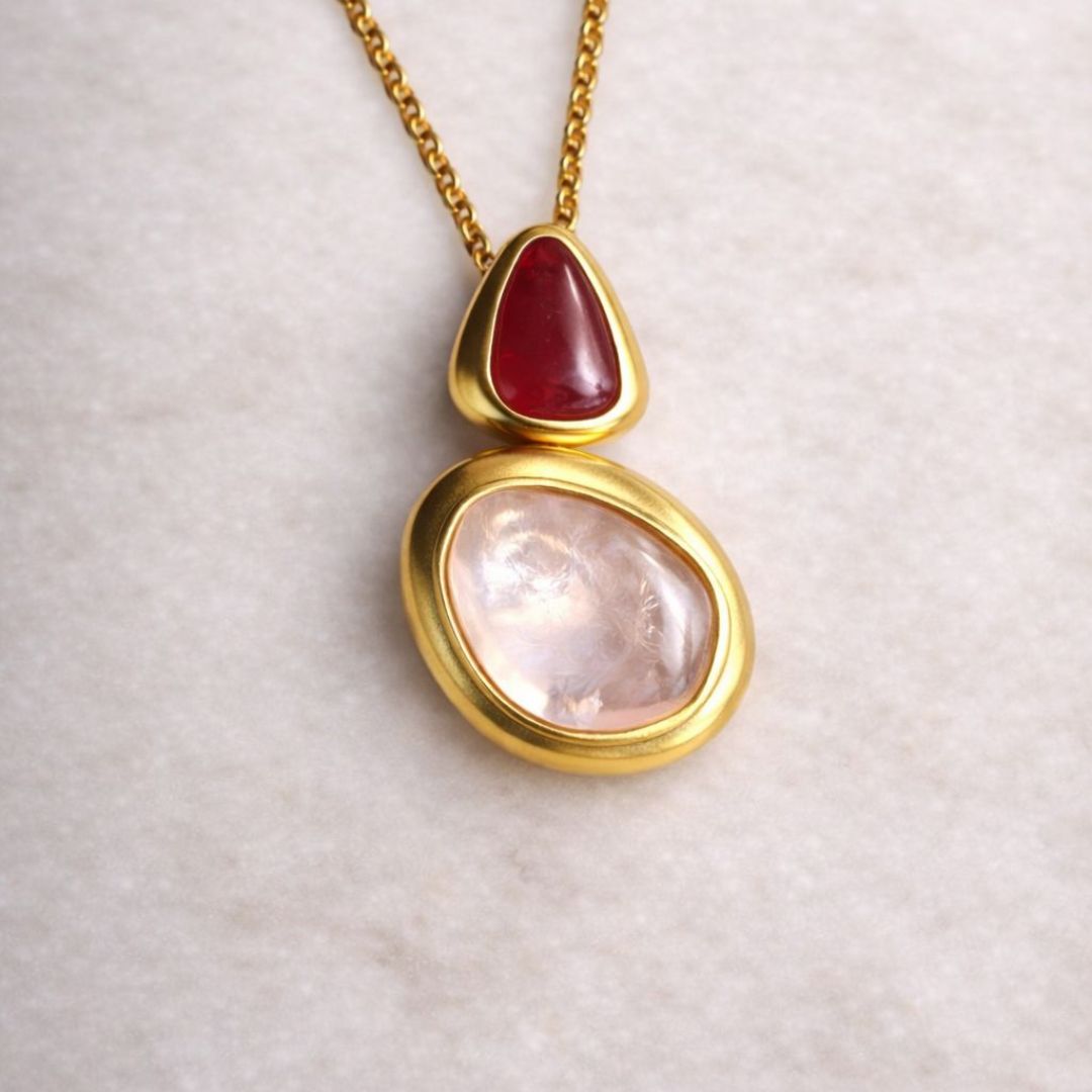 Blushing Poise Pendant Necklace with Pearls