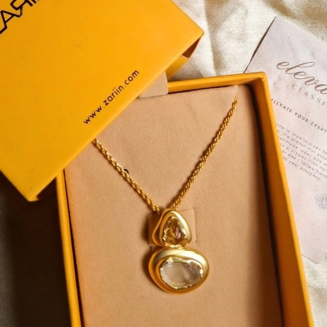 Pastel Poise Pendant Necklace with Citrine and Green Amethyst