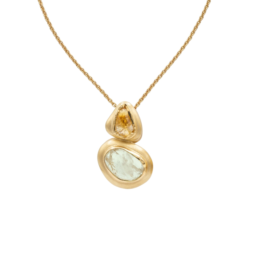 Pastel Poise Pendant Necklace with Citrine and Green Amethyst