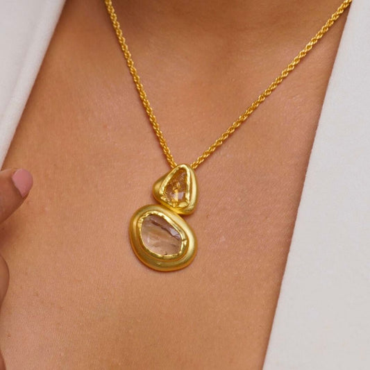 Pastel Poise Pendant Necklace with Citrine and Green Amethyst