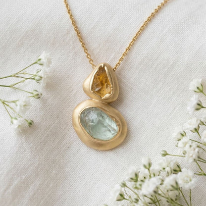 Pastel Poise Pendant Necklace with Citrine and Green Amethyst