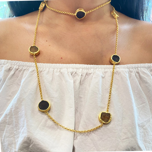 The Alternating Smoky Topaz Citirne Gold Necklace