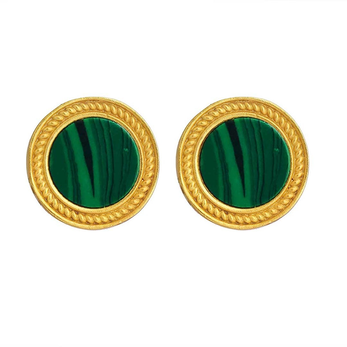 Tranquil Life Stud Earrings with Malachite - Abundance