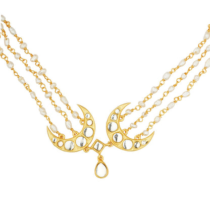 Buy Chaand Roop Choker Necklace with Mirror Polki and Pearls