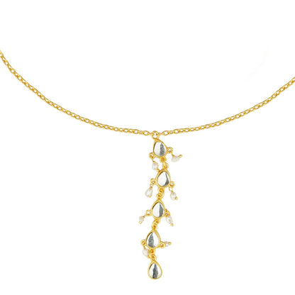 Divine Drops Necklace with Mirror Polki and Pearls