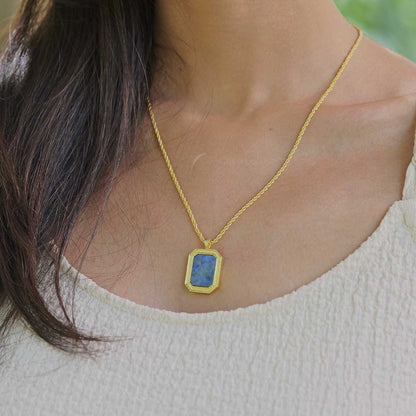 True Essence Pendant Necklace and Stud Earrings Set - Lapis Lazuli