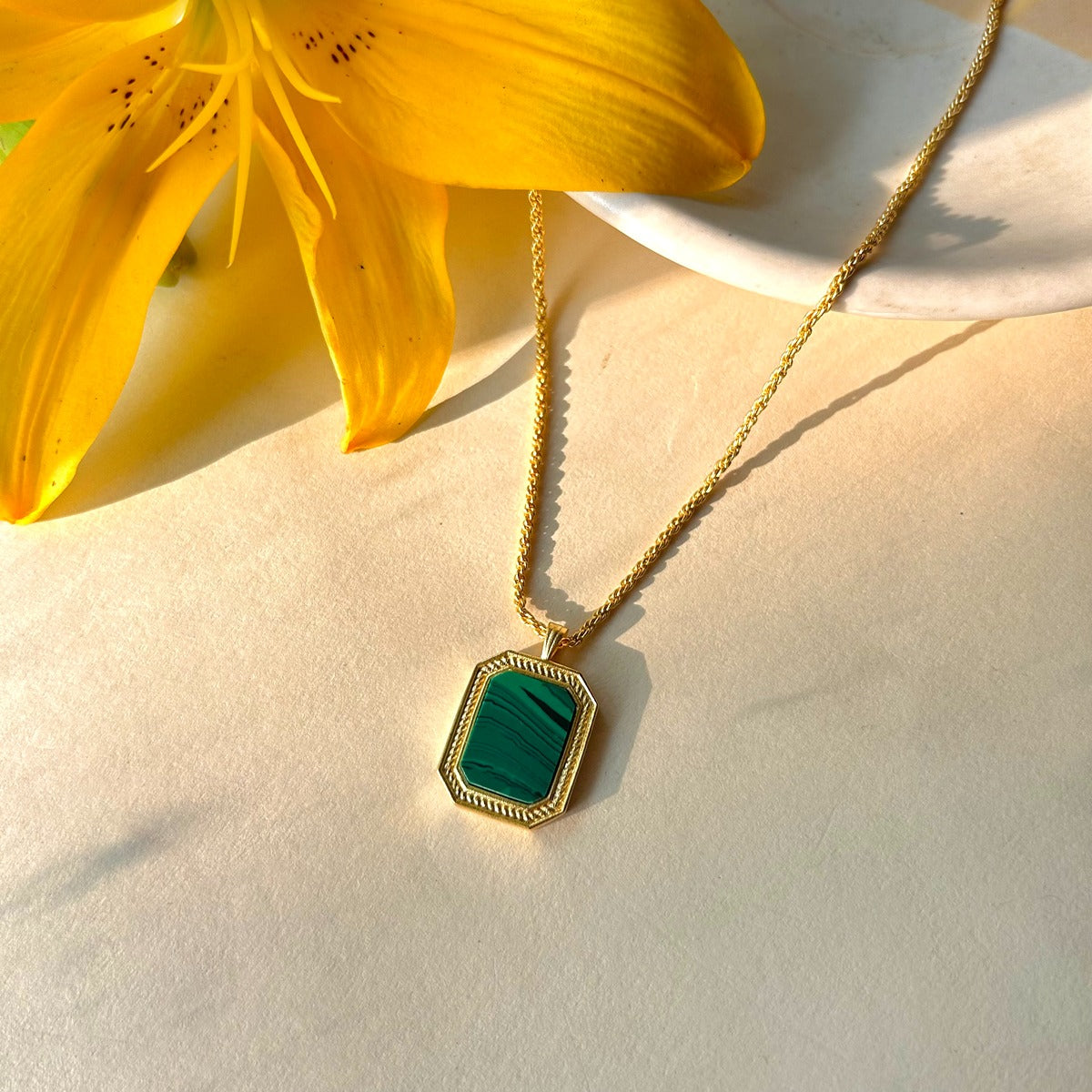 True Essence Pendant Necklace and Stud Earrings Set - Malachite