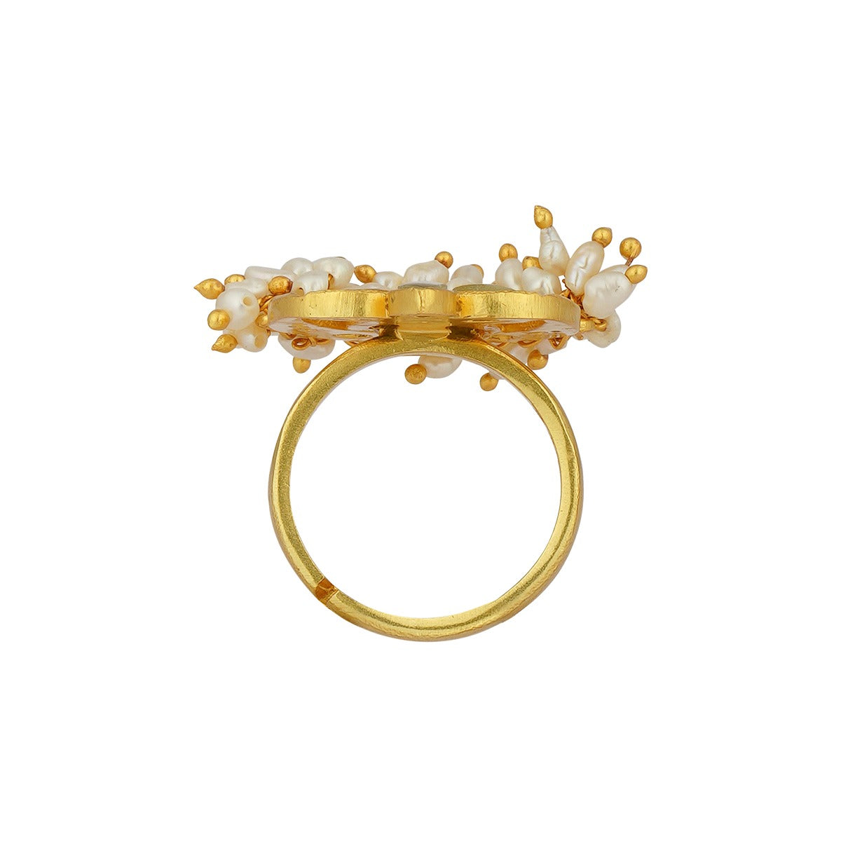 Chaand Phool Ring with Mirror Polki and Pearls