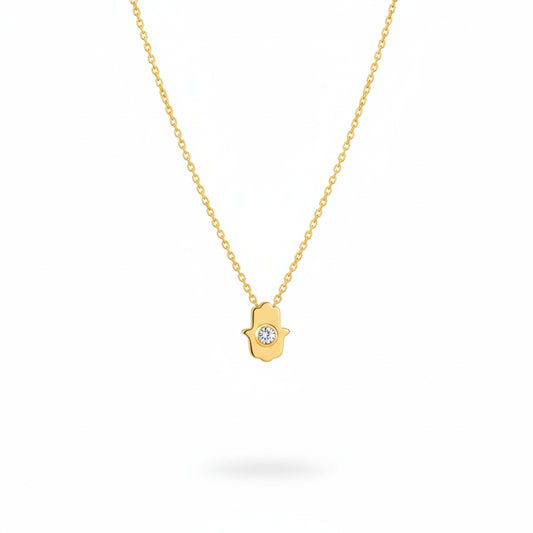 Hamsa Necklace in 14kt Gold