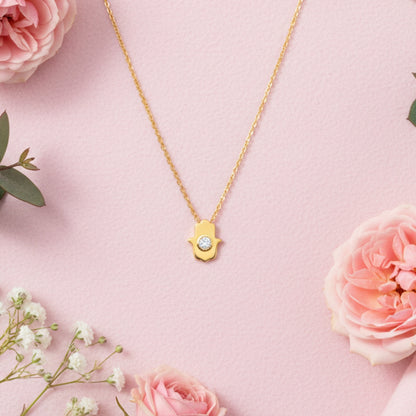 Hamsa Necklace in 14kt Gold