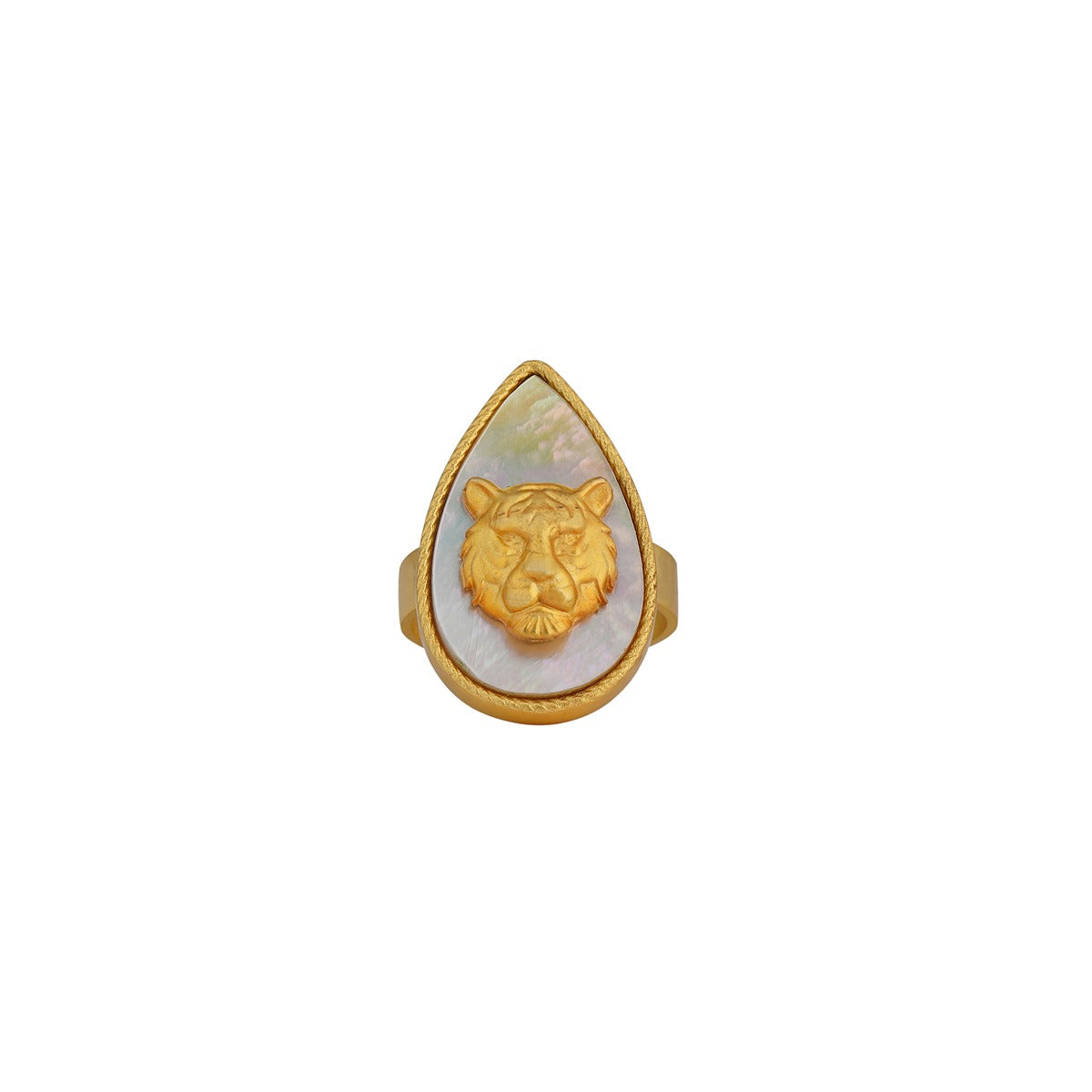 Tigris Charm Gift Box - Tiger Necklace and Ring with Mother of Pearl