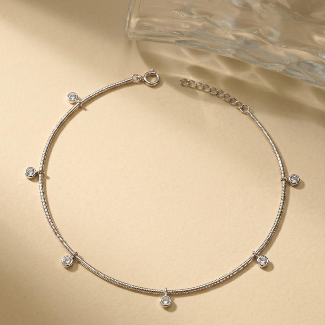 Celeste CZ Drop 925 Silver Anklet
