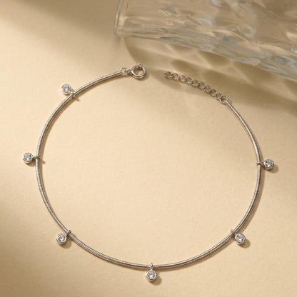 Celeste CZ Drop 925 Silver Anklet