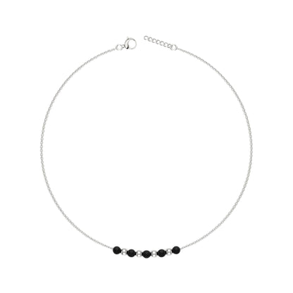 Noir & Silver Bead 925 Silver Anklet