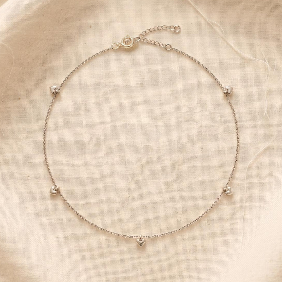 Heartbeat Silver Anklet