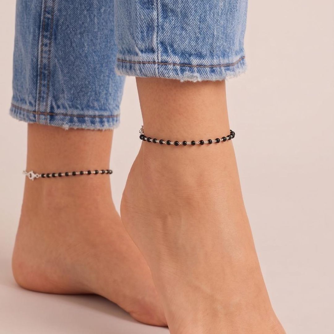 Pirohi Black Bead Anklet