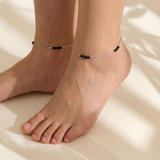 Obsidian Bead Anklet