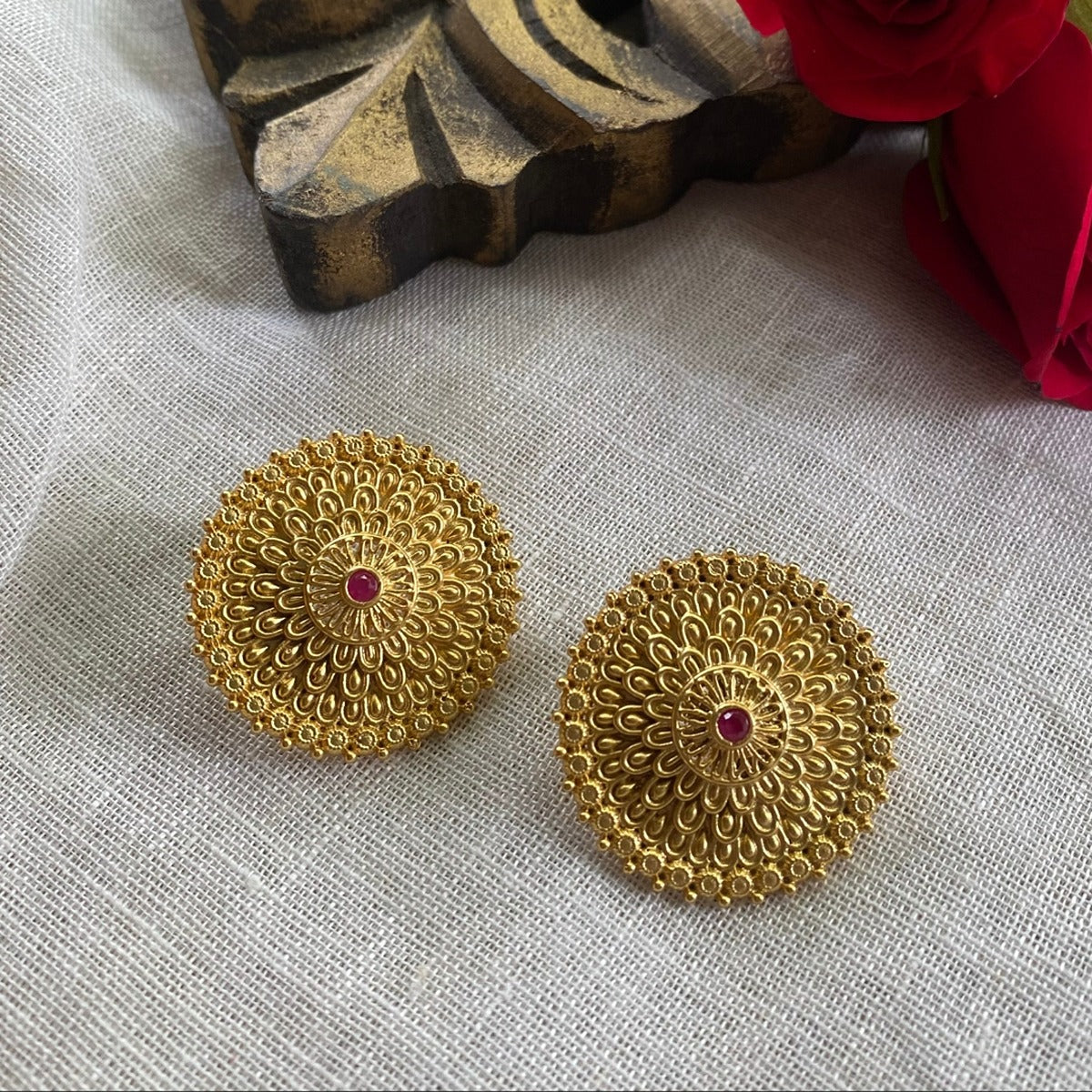 Antique Petals Floral Stud Earrings