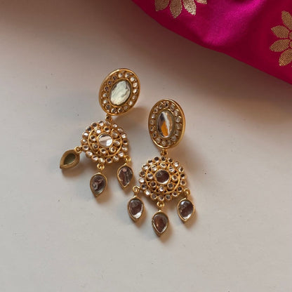 Padma Noor Danglers with Mirror Polki