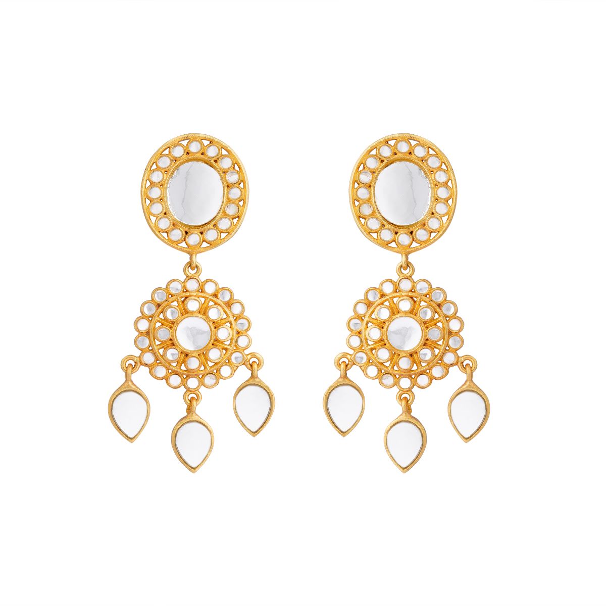 Padma Noor Danglers with Mirror Polki