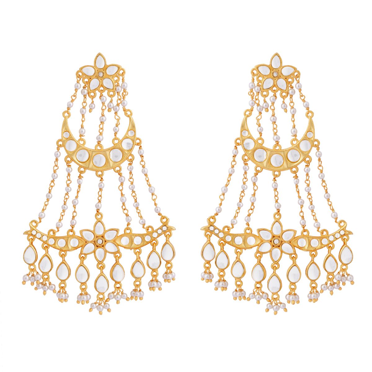 Resham chandelier with Mirror Polki