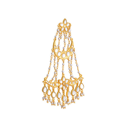 Resham chandelier with Mirror Polki
