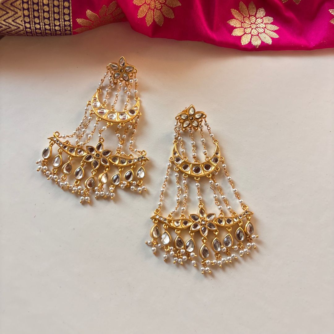 Resham chandelier with Mirror Polki