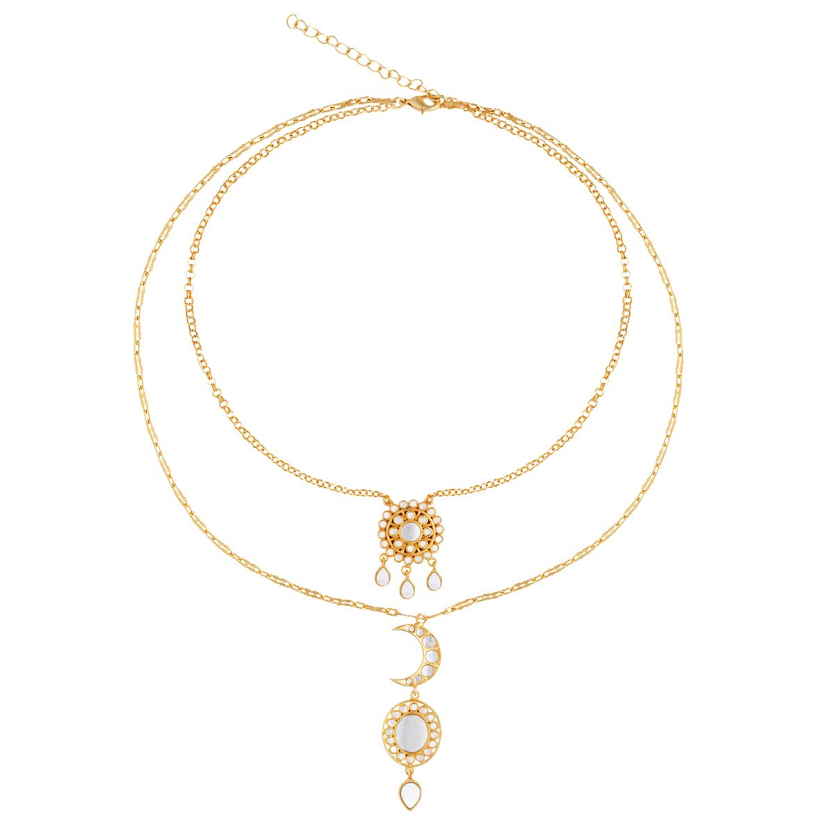 Chaand Roop Pendant Necklace with Mirror Polki
