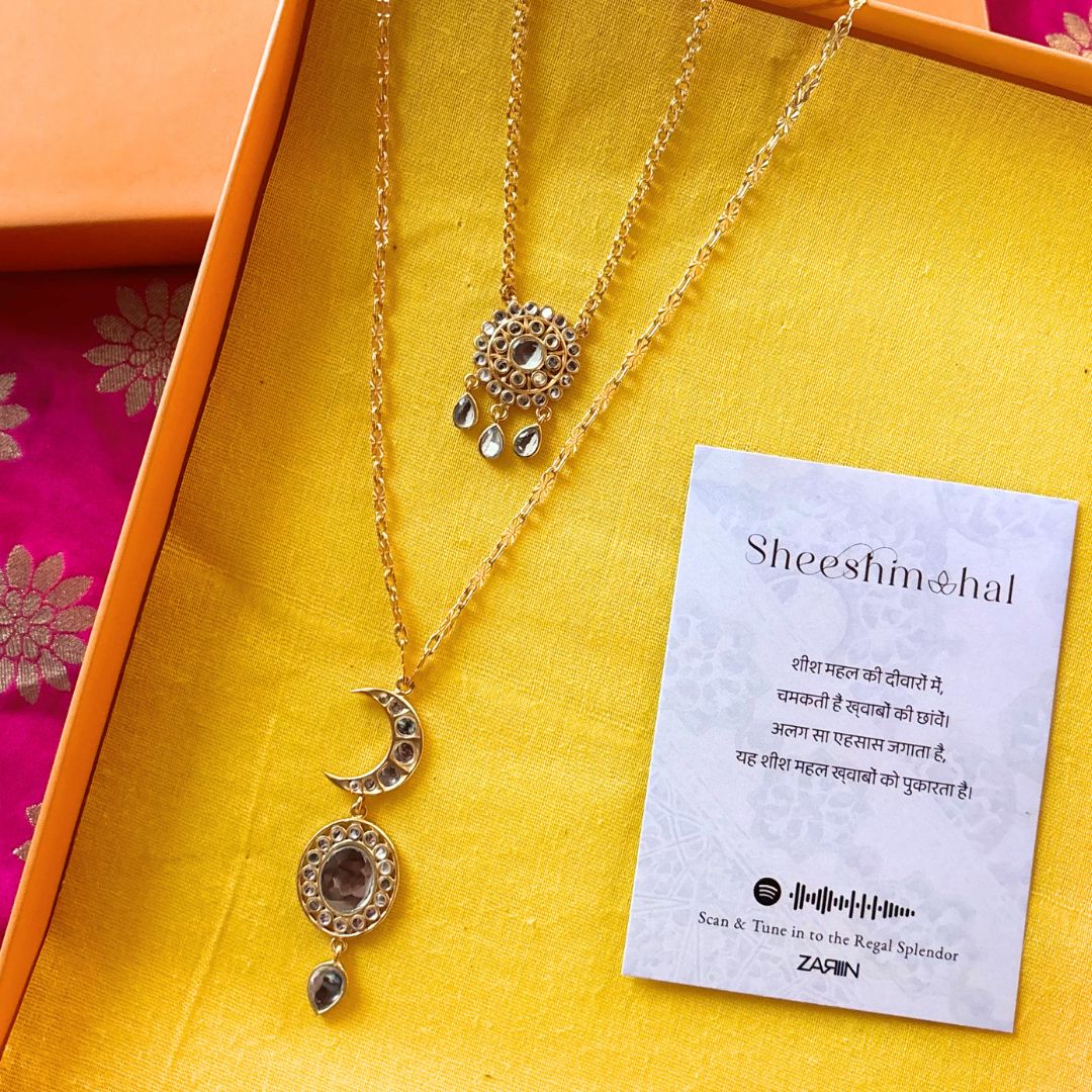 Chaand Roop Pendant Necklace with Mirror Polki