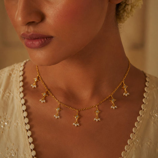 Sitara Boond Necklace with Mirror Polki