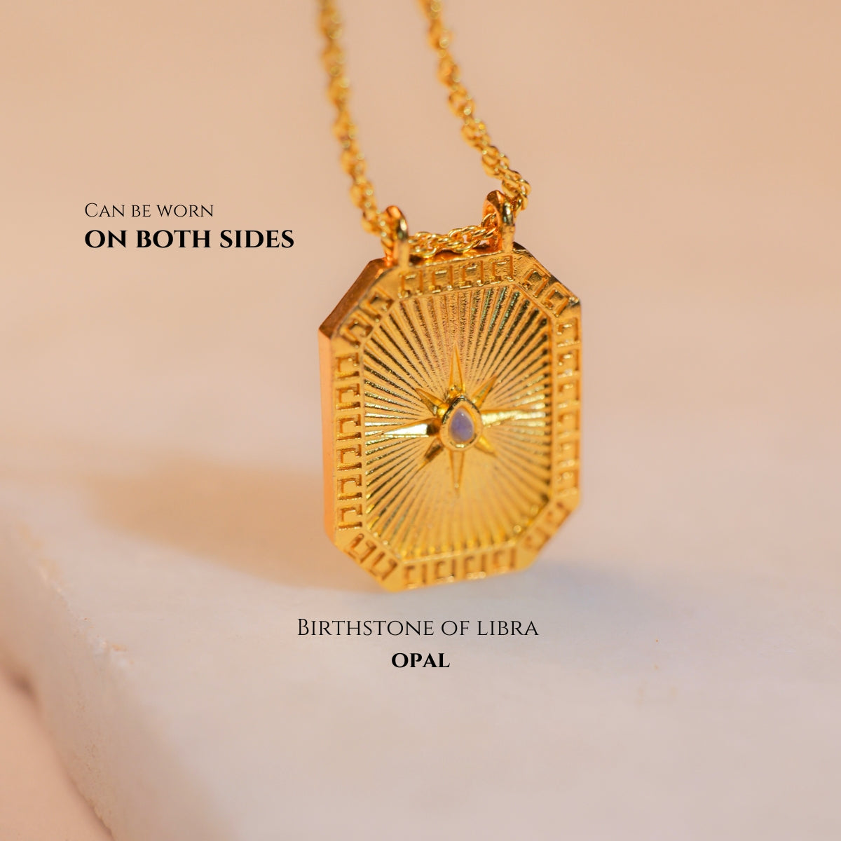 Buy Libra Zodiac Tablet Reversible Necklace with Opal Online in