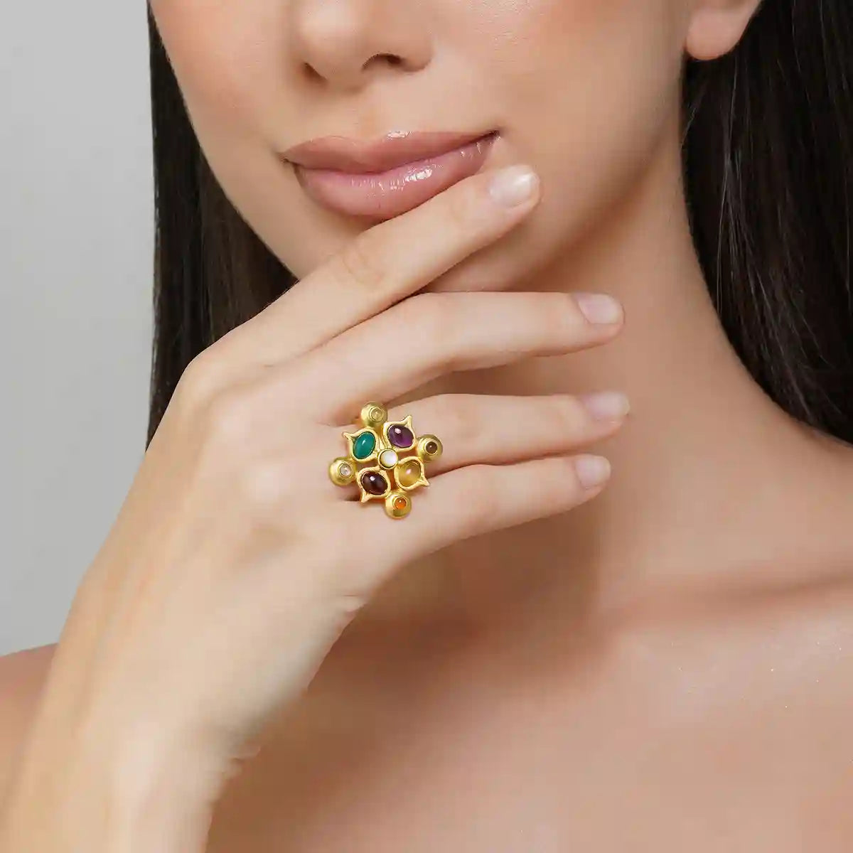 Buy Sparkling 9 Navratna Ring | Kasturi Diamond