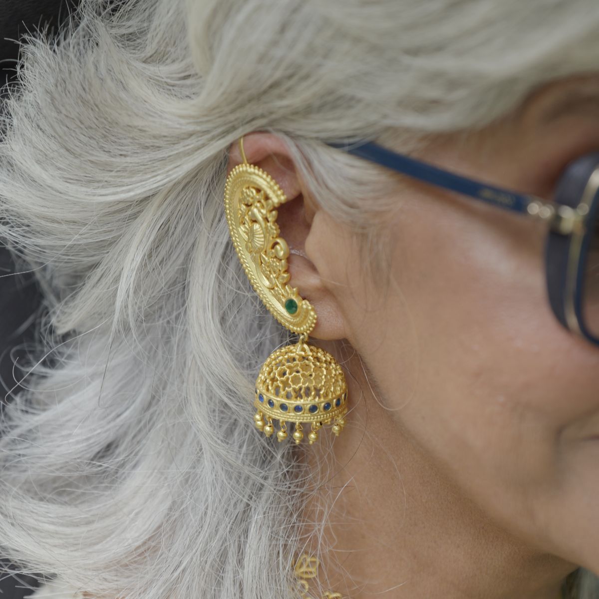 Opulent Heritage Jhumkas with Ear Cuff