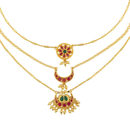 Moon and Blooms Layered Necklace