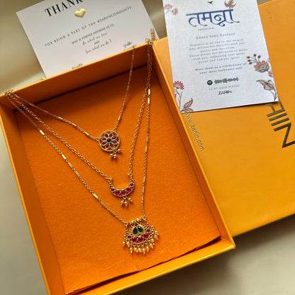 Moon and Blooms Layered Necklace