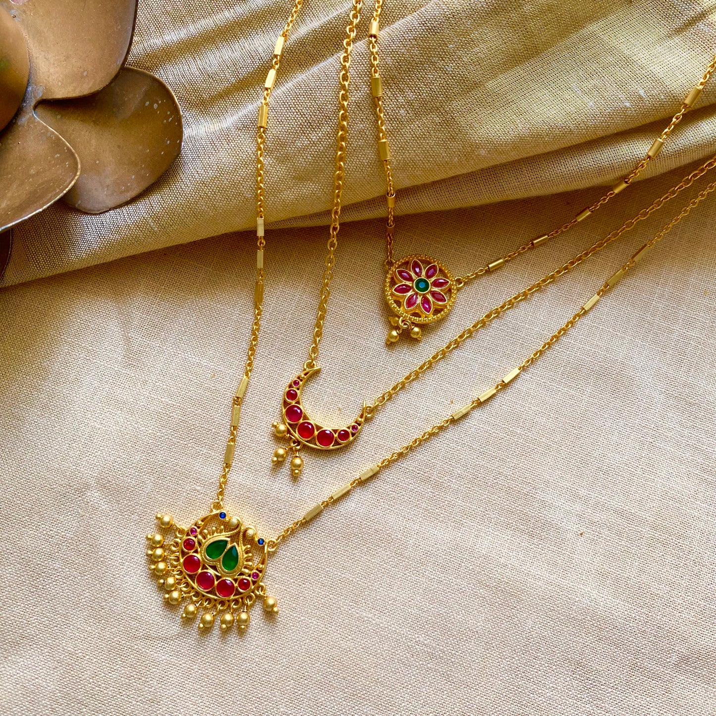 Moon and Blooms Layered Necklace