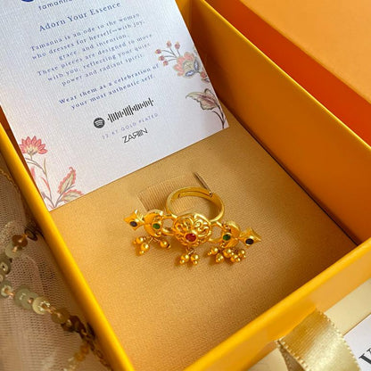 Floral Charm Statement Ring