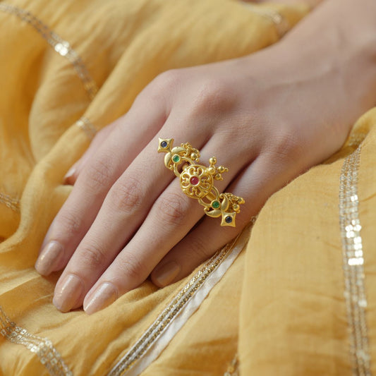 Floral Charm Statement Ring