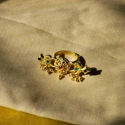 Floral Charm Statement Ring